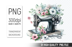 Vintage Sewing Machine Clipart PNG Bundle, High Quality PNG Product Image 3