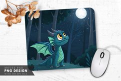 Vibrant Dragon in a Moonlit Forest Mouse Pad PNG Design Product Image 1