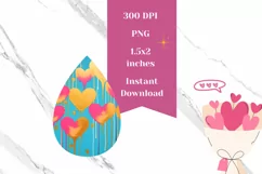 Colorful Teardrop Earring PNG, Cute Valentine Earrings Product Image 2