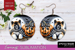 Akita Dog Round Earrings Halloween PNG Sublimation Product Image 1