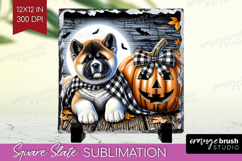 Akita Dog Slate PNG Halloween Square Slate Sublimation Product Image 1