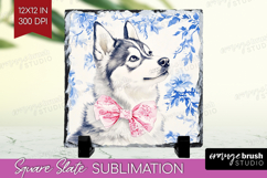Alaskan Malamute Dog Slate PNG Blue Toile Square Slate Product Image 1