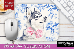 Alaskan Malamute Dog Mouse Pad Sublimation Blue Toile PNG Product Image 1