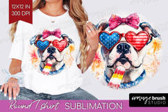 American Bulldog Dog Round Tshirt Background 4th Of July PNG Product Image 1