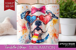 American Bulldog Dog Tumbler Wrap 4th Of July Tumbler PNG Product Image 1