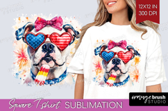 American Bulldog Dog Square Tshirt Background 4th Of July Product Image 1