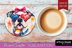 American Bulldog Dog Round Coaster 4th Of July Coaster PNG Product Image 1