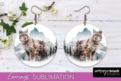 Wild Animals Round Earring Sublimation, Wildlife Earring PNG Product Image 1