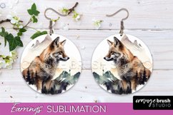 Wild Animals Round Earring Sublimation, Wildlife Earring PNG Product Image 1