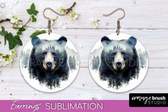 Wild Animals Round Earring Sublimation, Wildlife Earring PNG Product Image 1