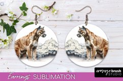 Wild Animals Round Earring Sublimation, Wildlife Earring PNG Product Image 1