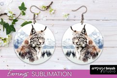 Wild Animals Round Earring Sublimation, Wildlife Earring PNG Product Image 1