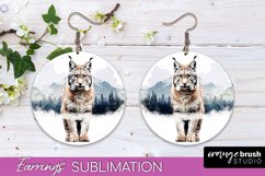 Wild Animals Round Earring Sublimation, Wildlife Earring PNG Product Image 1