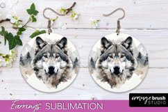 Wild Animals Round Earring Sublimation, Wildlife Earring PNG Product Image 1