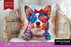 Australian Cattle Dog Pillow Sublimation 4th Of July Pillow Product Image 1