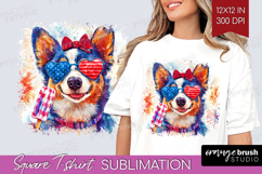 Australian Cattle Dog Square Tshirt Background 4th Of July Product Image 1