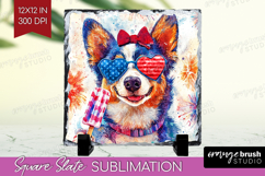 Australian Cattle Dog Slate PNG 4th Of July Square Slate Product Image 1