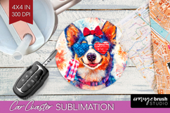 Australian Cattle Dog Car Coaster 4th Of July Coaster PNG Product Image 1
