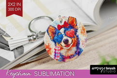 Australian Cattle Dog Keychain PNG 4th Of July Keychain Product Image 1