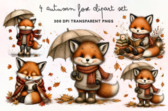 Autumn Fox Clipart PNG Product Image 1
