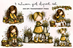 Autumn Girl Clipart PNG Product Image 1
