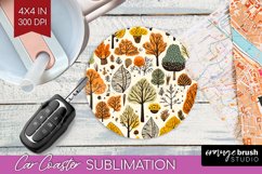 Autumn Forest Car Coaster - Fall Coaster PNG Sublimation Product Image 1