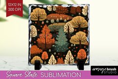 Autumn Forest Slate PNG - Fall Square Slate Sublimation Product Image 1