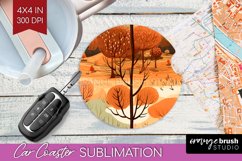 Autumn Forest Car Coaster - Fall Coaster PNG Sublimation Product Image 1