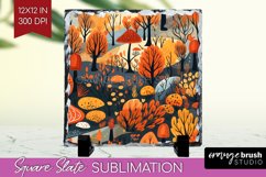Autumn Forest Slate PNG - Fall Square Slate Sublimation Product Image 1