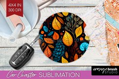 Autumn Forest Car Coaster - Fall Coaster PNG Sublimation Product Image 1