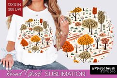 Autumn Forest Round Tshirt Background - Fall PNG Sublimation Product Image 1
