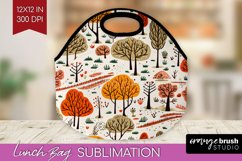 Autumn Forest Lunch Bag - Fall Lunch Bug PNG Sublimation Product Image 1