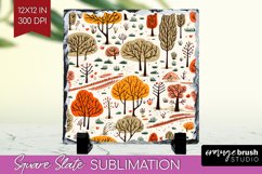 Autumn Forest Slate PNG - Fall Square Slate Sublimation Product Image 1