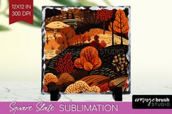 Autumn Forest Slate PNG - Fall Square Slate Sublimation Product Image 1
