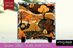 Autumn Forest Slate PNG - Fall Square Slate Sublimation Product Image 1