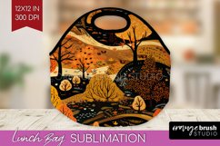 Autumn Forest Lunch Bag - Fall Lunch Bug PNG Sublimation Product Image 1