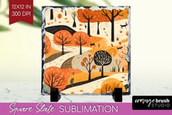 Autumn Forest Slate PNG - Fall Square Slate Sublimation Product Image 1