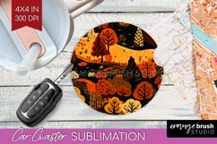 Autumn Forest Car Coaster - Fall Coaster PNG Sublimation Product Image 1