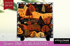 Autumn Forest Slate PNG - Fall Square Slate Sublimation Product Image 1