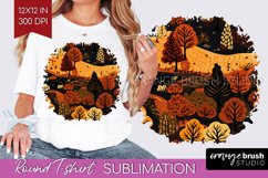 Autumn Forest Round Tshirt Background - Fall PNG Sublimation Product Image 1