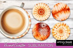 Autumn Tie Dye Round Coaster - Fall Coaster Sublimation Product Image 1
