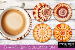 Autumn Tie Dye Round Coaster - Fall Coaster Sublimation Product Image 1