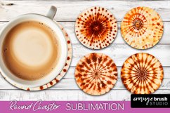 Autumn Tie Dye Round Coaster - Fall Coaster Sublimation Product Image 1
