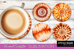 Autumn Tie Dye Round Coaster - Fall Coaster Sublimation Product Image 1