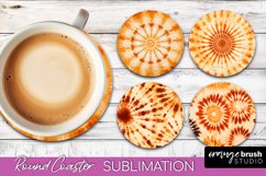 Autumn Tie Dye Round Coaster - Fall Coaster Sublimation Product Image 1