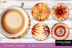 Autumn Tie Dye Round Coaster - Fall Coaster Sublimation Product Image 1