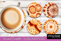 Autumn Tie Dye Round Coaster - Fall Coaster Sublimation Product Image 1