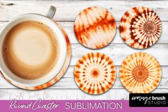 Autumn Tie Dye Round Coaster - Fall Coaster Sublimation Product Image 1