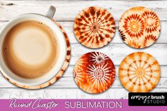 Autumn Tie Dye Round Coaster - Fall Coaster Sublimation Product Image 1
