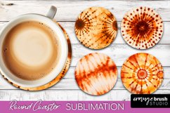 Autumn Tie Dye Round Coaster - Fall Coaster Sublimation Product Image 1